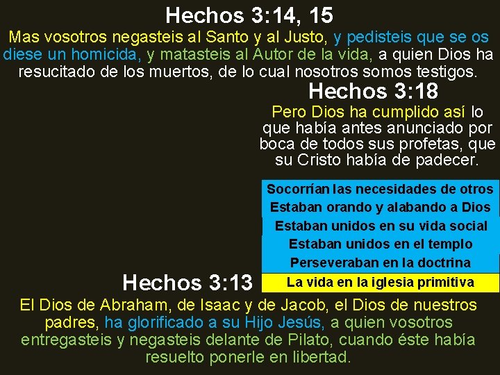 Hechos 3: 14, 15 Mas vosotros negasteis al Santo y al Justo, y pedisteis