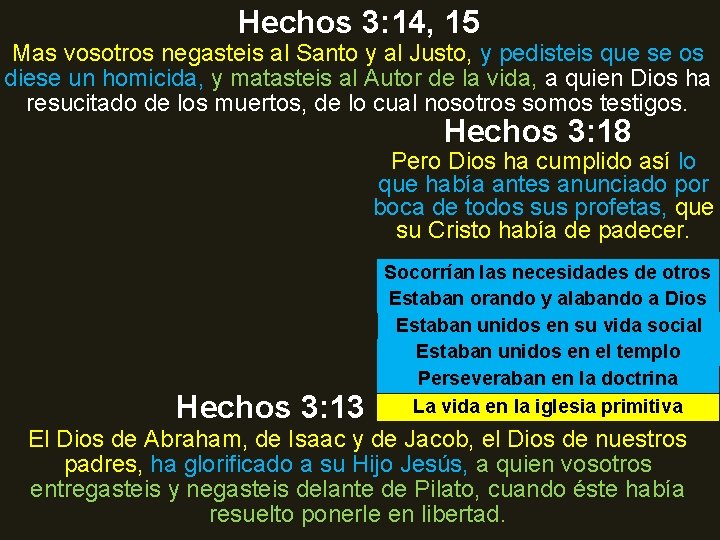 Hechos 3: 14, 15 Mas vosotros negasteis al Santo y al Justo, y pedisteis