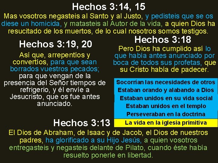 Hechos 3: 14, 15 Mas vosotros negasteis al Santo y al Justo, y pedisteis