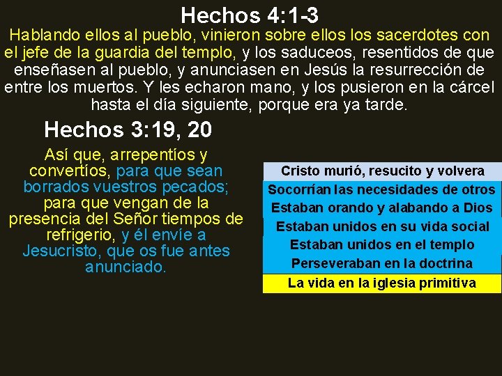 Hechos 4: 1 -3 Hablando ellos al pueblo, vinieron sobre ellos sacerdotes con el