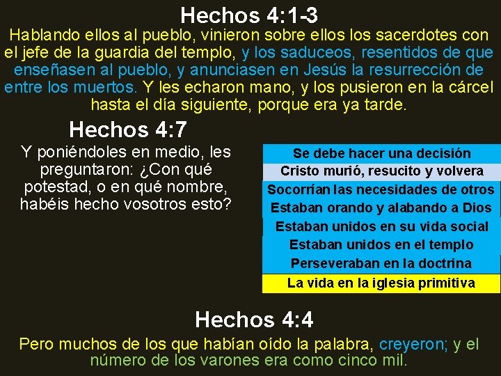 Hechos 4: 1 -3 Hablando ellos al pueblo, vinieron sobre ellos sacerdotes con el