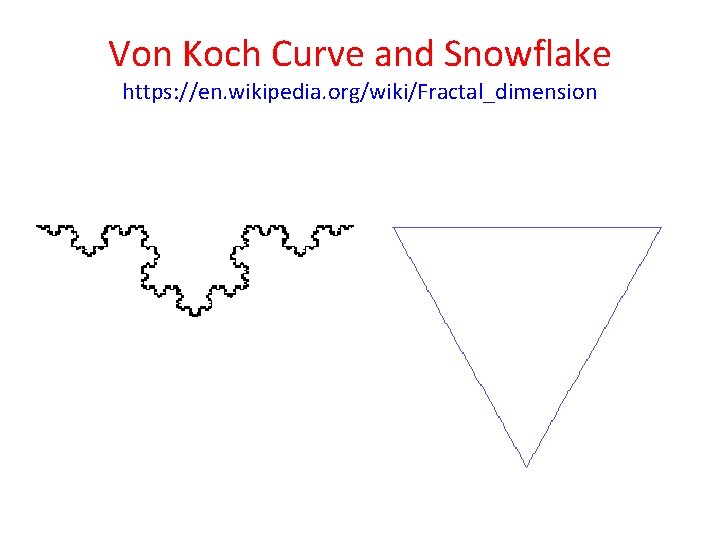 Von Koch Curve and Snowflake https: //en. wikipedia. org/wiki/Fractal_dimension 