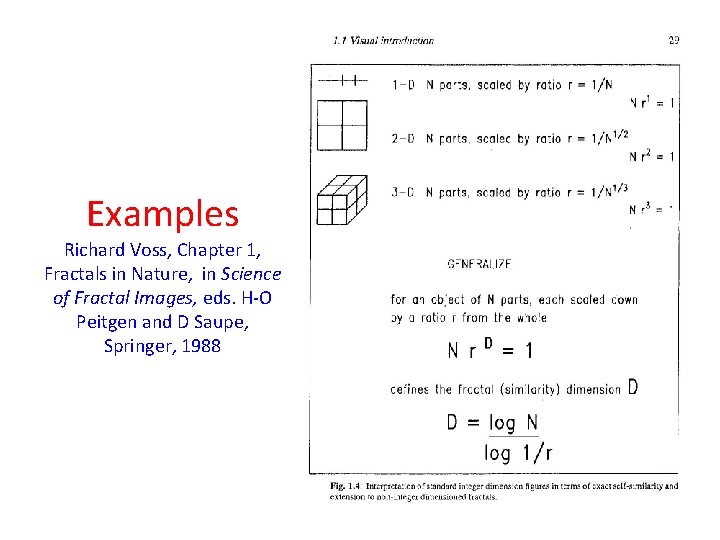 Examples Richard Voss, Chapter 1, Fractals in Nature, in Science of Fractal Images, eds.