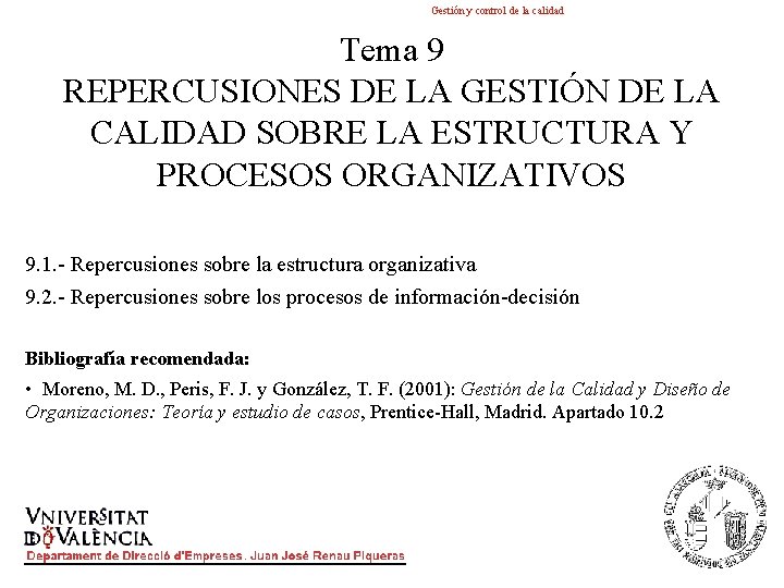 Gestin y control de la calidad Tema 9