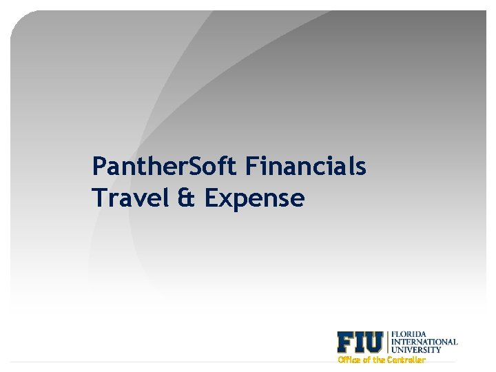 Panther. Soft Financials Travel & Expense Office of the Controller 