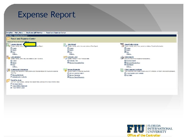 Expense Report Office of the Controller 