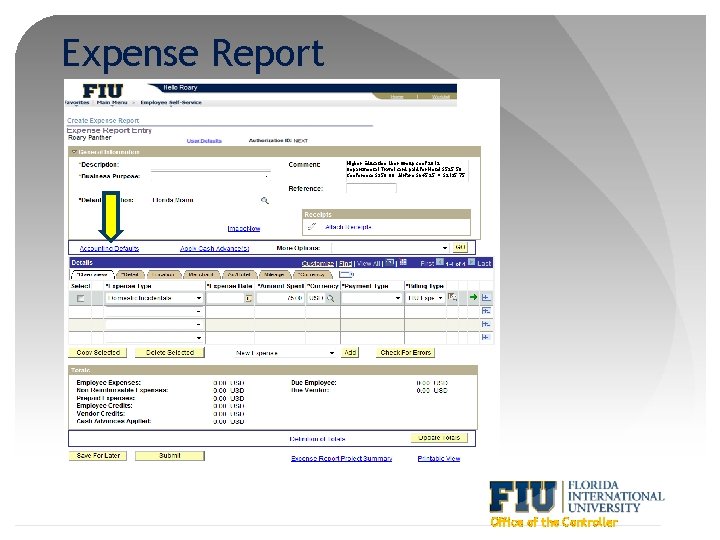 Expense Report Higher Education User Group conf 2012. Departmental Travel card paid for Hotel