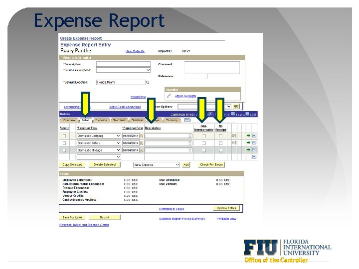 Expense Report Office of the Controller 