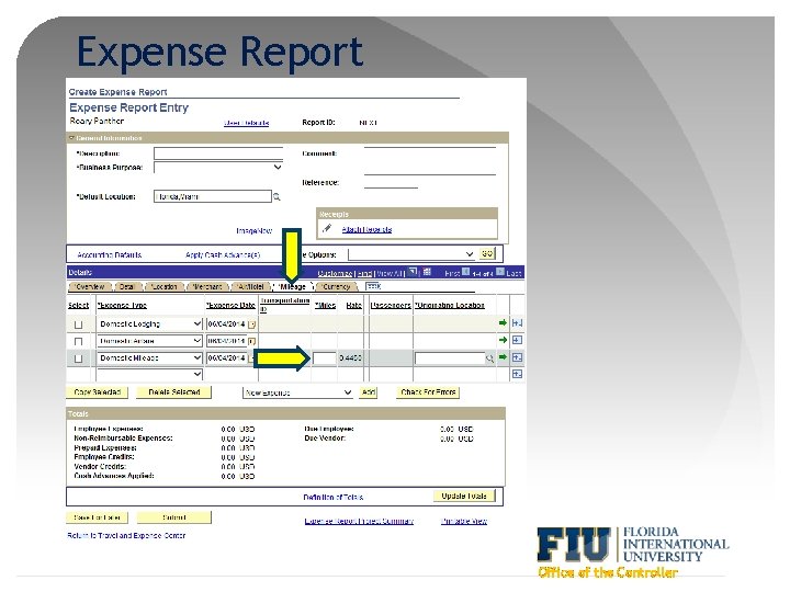 Expense Report Office of the Controller 