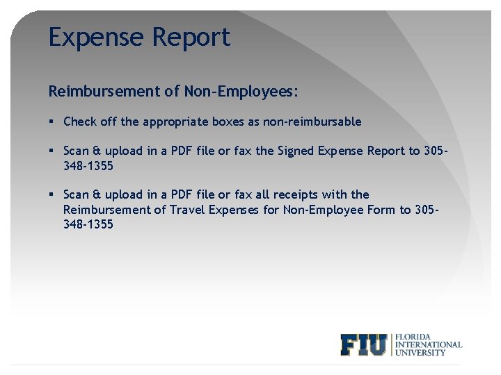 Expense Report Reimbursement of Non-Employees: § Check off the appropriate boxes as non-reimbursable §