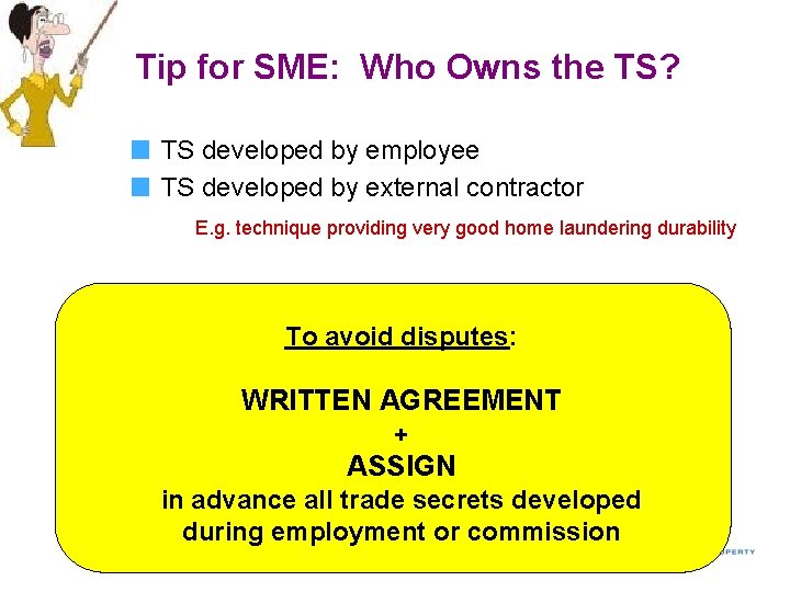 Tip for SME: Who Owns the TS? TS developed by employee TS developed by