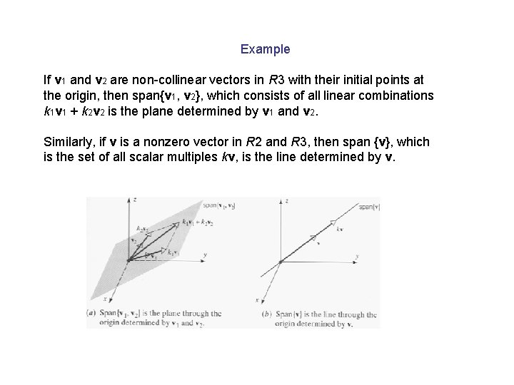 Example If v 1 and v 2 are non-collinear vectors in R 3 with