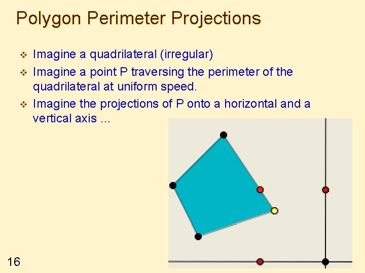 Polygon Perimeter Projections v v v 16 Imagine a quadrilateral (irregular) Imagine a point