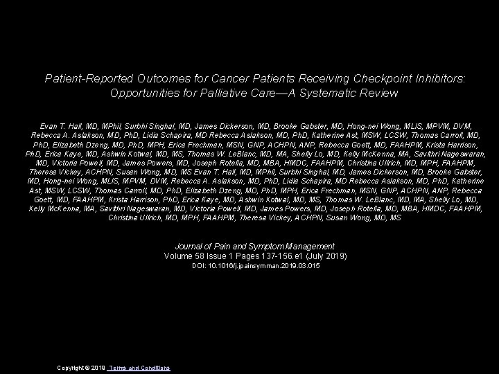 Patient-Reported Outcomes for Cancer Patients Receiving Checkpoint Inhibitors: Opportunities for Palliative Care—A Systematic Review