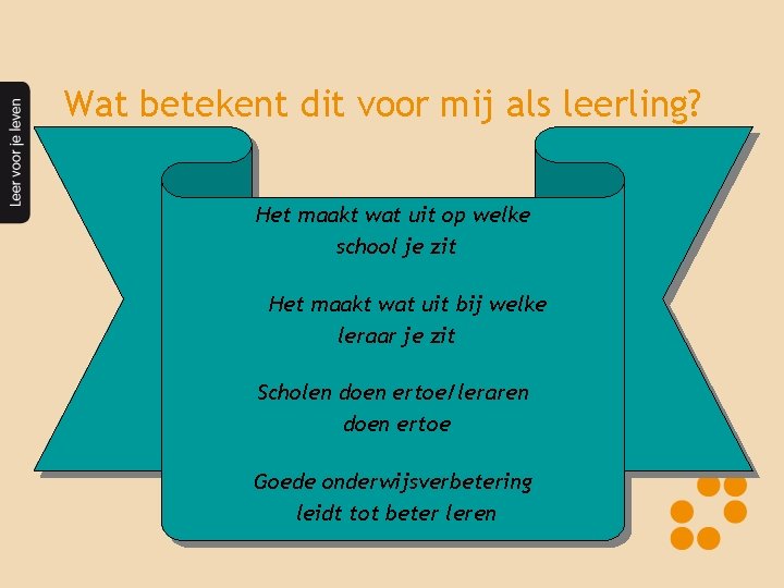 Wat betekent dit voor mij als leerling? Het maakt wat uit op welke school