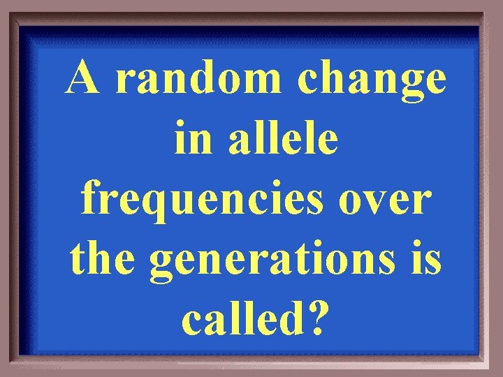 A random change in allele frequencies over the generations is called? 