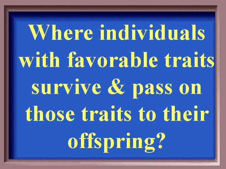 Where individuals with favorable traits survive & pass on those traits to their offspring?
