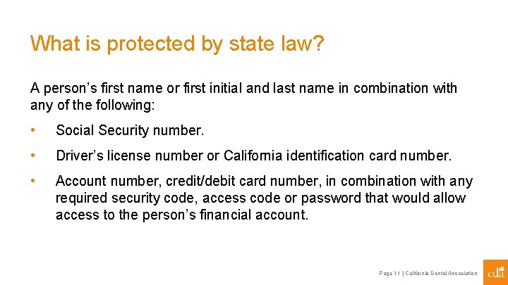 What is protected by state law? A person’s first name or first initial and