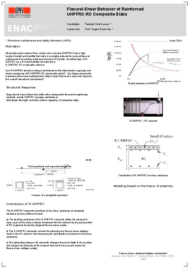 Flexural-Shear Behavior of Reinforced UHPFRC-RC Composite Slabs ENAC// 1 EDCE 2011 Candidate Talayeh Noshiravani