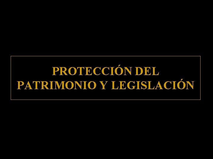 PROTECCIÓN DEL PATRIMONIO Y LEGISLACIÓN 