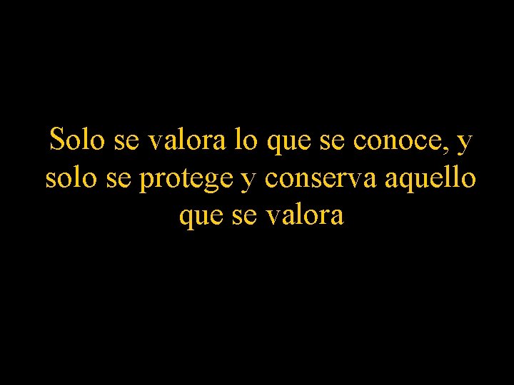 Solo se valora lo que se conoce, y solo se protege y conserva aquello