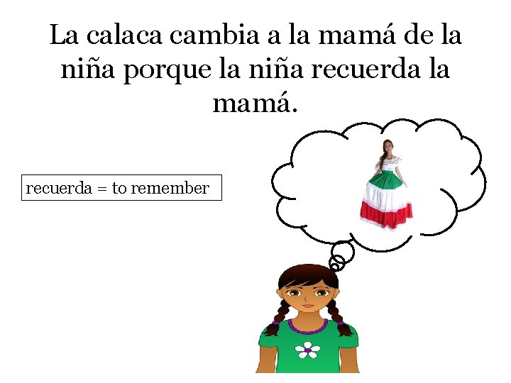 La calaca cambia a la mamá de la niña porque la niña recuerda la