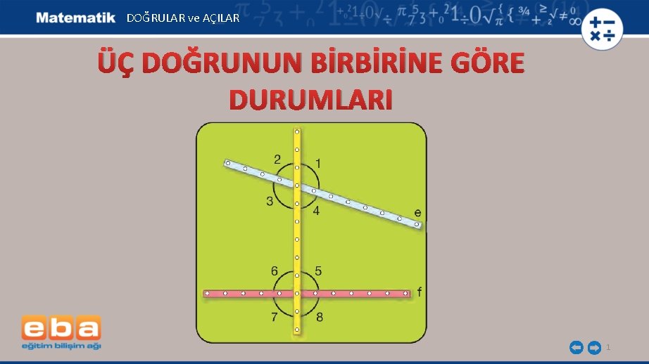 DOĞRULAR ve AÇILAR ÜÇ DOĞRUNUN BİRBİRİNE GÖRE DURUMLARI 1 