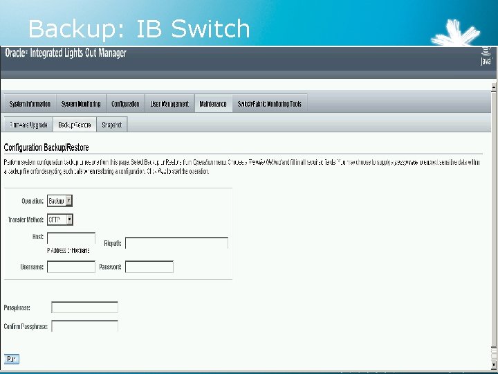 Backup: IB Switch 15 15 