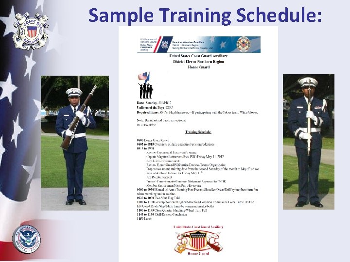 Sample Training Schedule: 