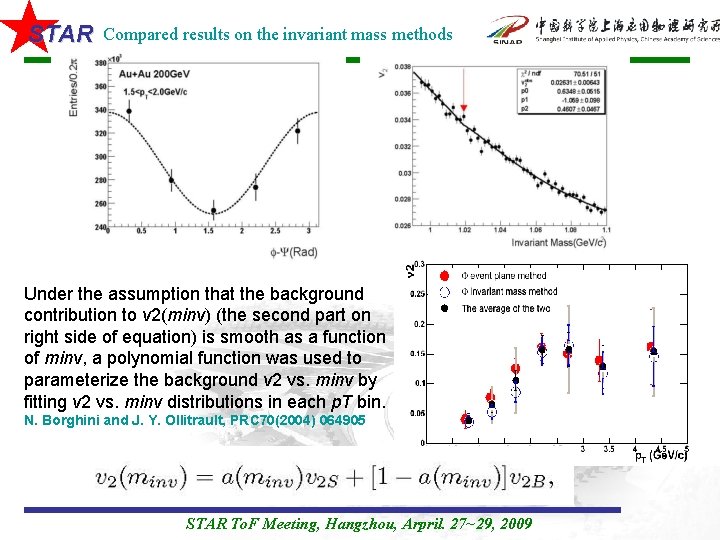 STAR Compared results on the invariant mass methods Under the assumption that the background