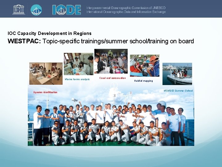 IOC Capacity Development in Regions WESTPAC: Topic-specific trainings/summer school/training on board Marine toxins analysis