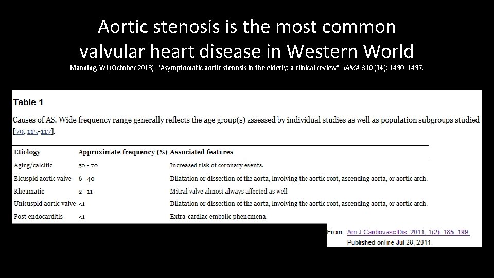 Aortic stenosis is the most common valvular heart disease in Western World Manning, WJ