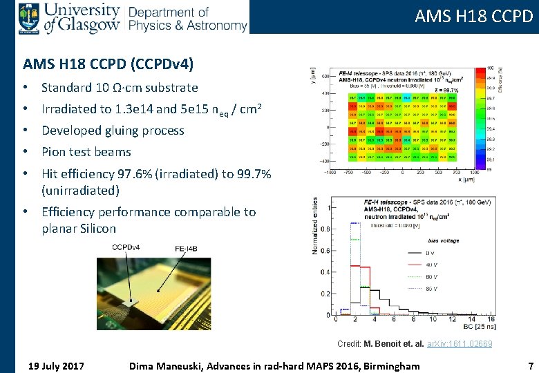 AMS H 18 CCPD (CCPDv 4) • Standard 10 Ω·cm substrate • Irradiated to