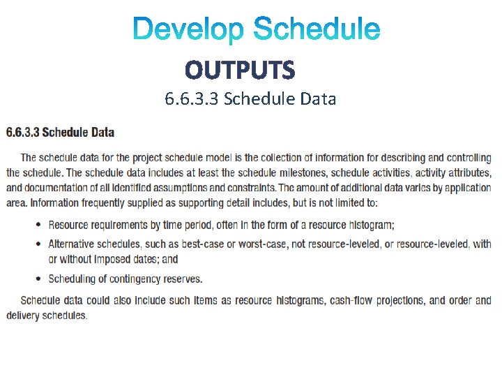 OUTPUTS 6. 6. 3. 3 Schedule Data 