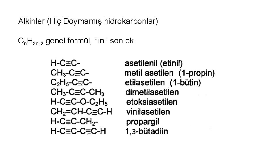 ORGANK KMYA NOMENKLATR 1 Alkan Alken ve Alkinlerin