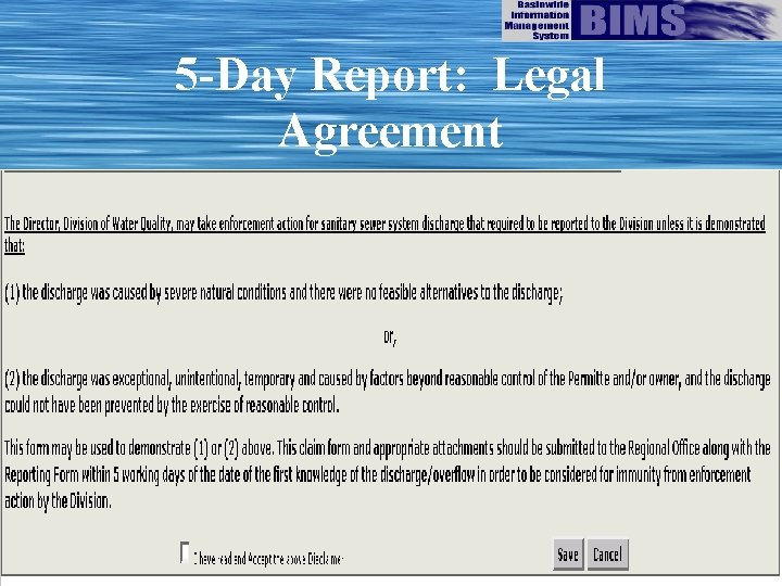 5 -Day Report: Legal Agreement 