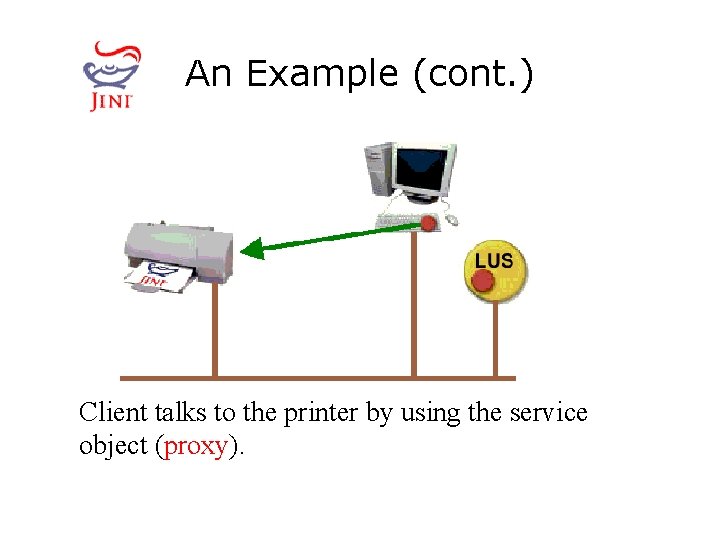 An Example (cont. ) Client talks to the printer by using the service object