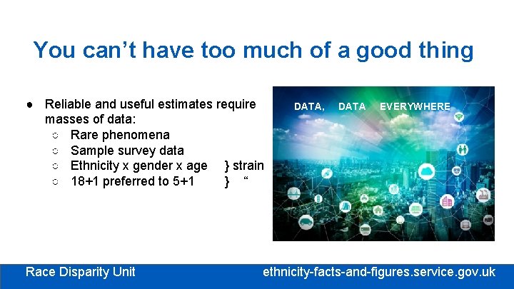 You can’t have too much of a good thing ● Reliable and useful estimates You can’t have too much of a good thing ● Reliable and useful estimates