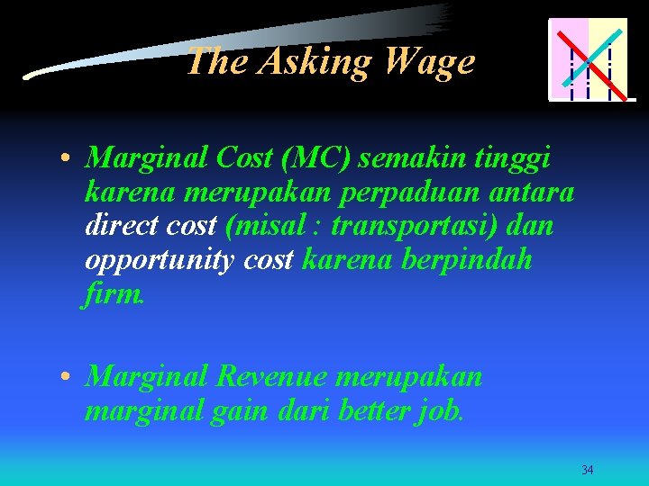 The Asking Wage • Marginal Cost (MC) semakin tinggi karena merupakan perpaduan antara direct