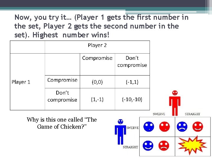 Now, you try it… (Player 1 gets the first number in the set, Player