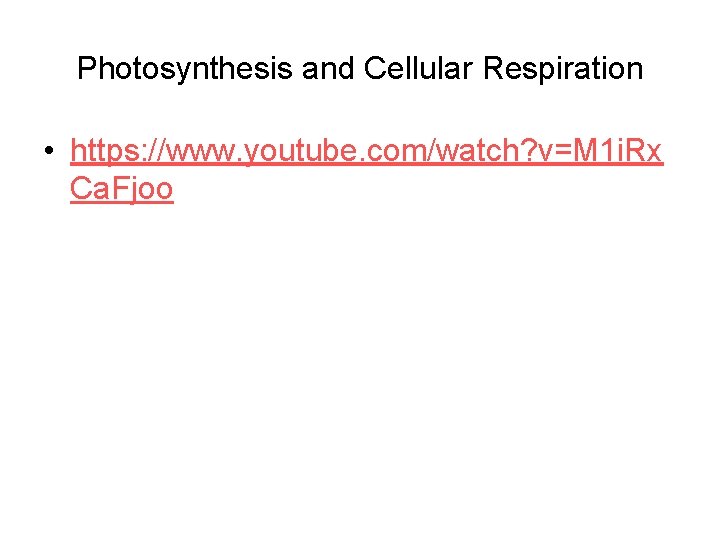 Photosynthesis and Cellular Respiration • https: //www. youtube. com/watch? v=M 1 i. Rx Ca.