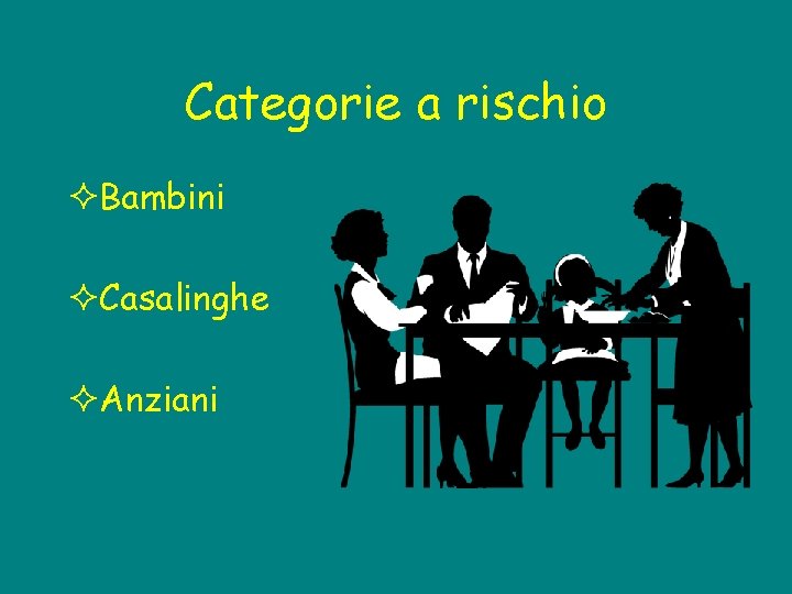 Categorie a rischio ²Bambini ²Casalinghe ²Anziani 