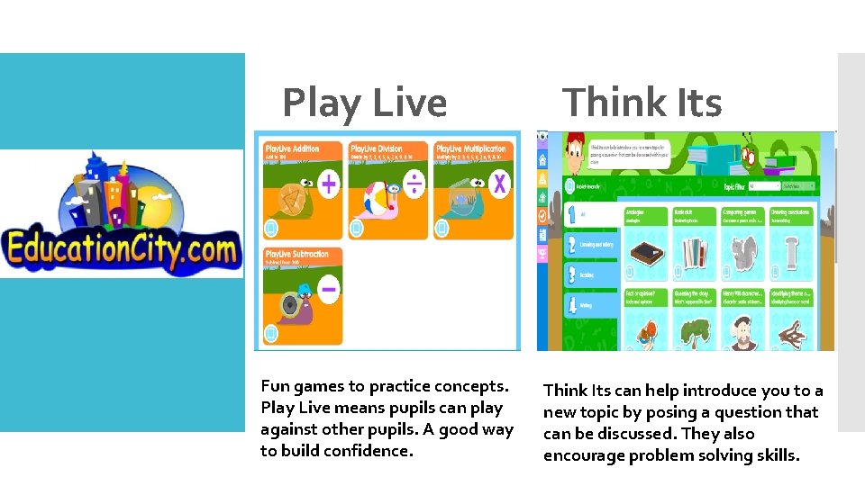 Play Live Fun games to practice concepts. Play Live means pupils can play against Play Live Fun games to practice concepts. Play Live means pupils can play against