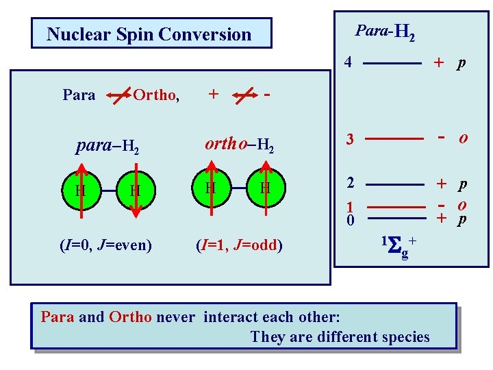 Para- H 2 Nuclear Spin Conversion Para Ortho, + 4 + p - -