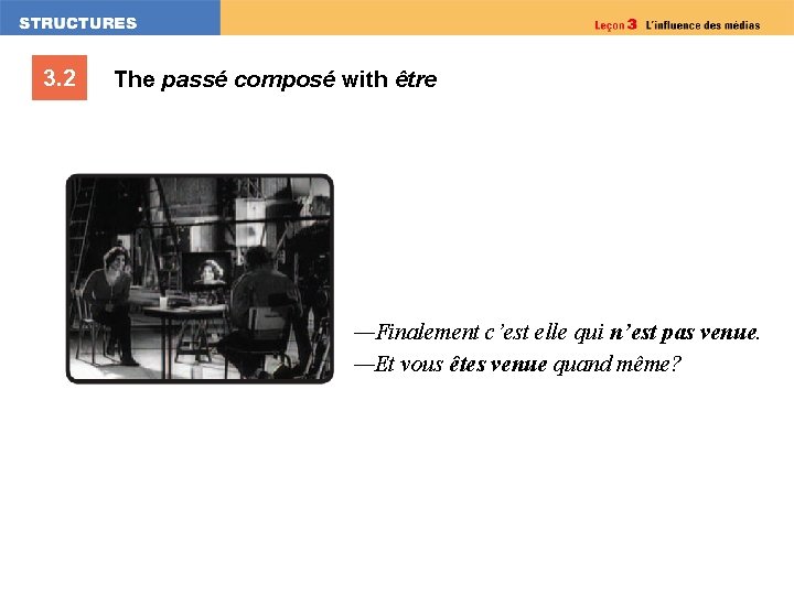 3. 2 The passé composé with être —Finalement c’est elle qui n’est pas venue.