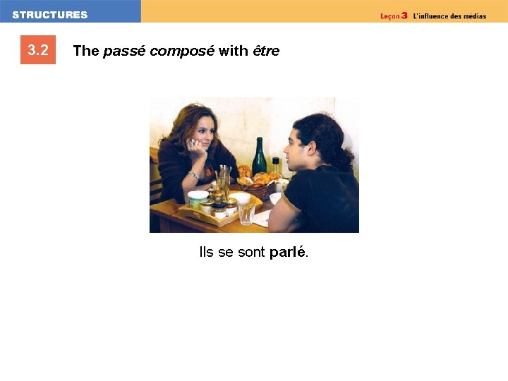3. 2 The passé composé with être Ils se sont parlé. 