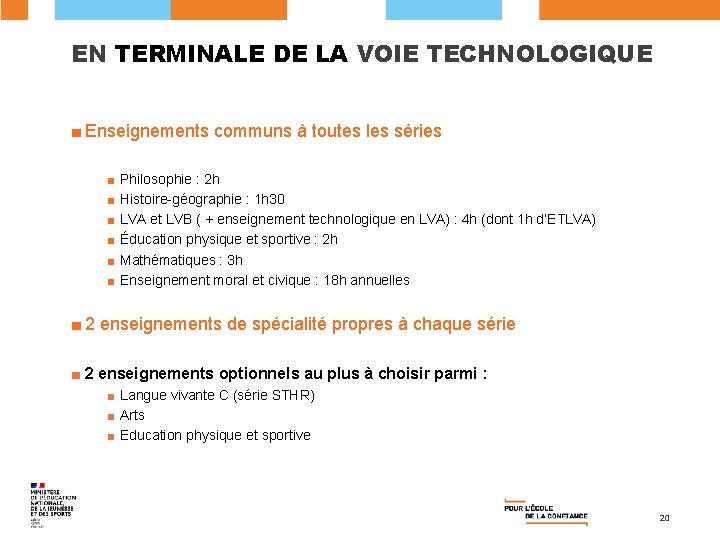 EN TERMINALE DE LA VOIE TECHNOLOGIQUE ■ Enseignements communs à toutes les séries ■