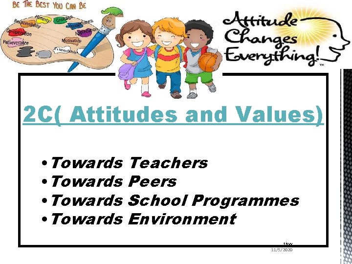 2 C( Attitudes and Values) • Towards Teachers Peers School Programmes Environment tisvv 11/5/2020