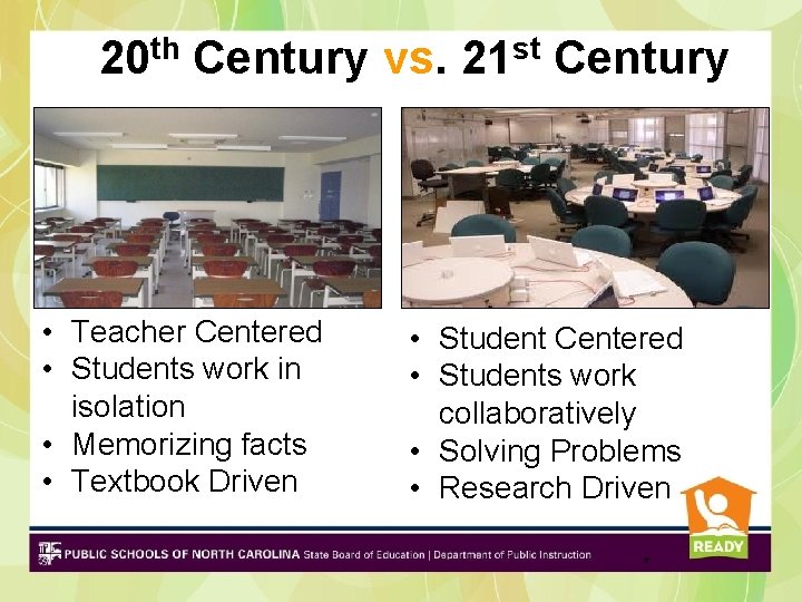 20 th Century vs. 21 st Century • Teacher Centered • Students work in 20 th Century vs. 21 st Century • Teacher Centered • Students work in