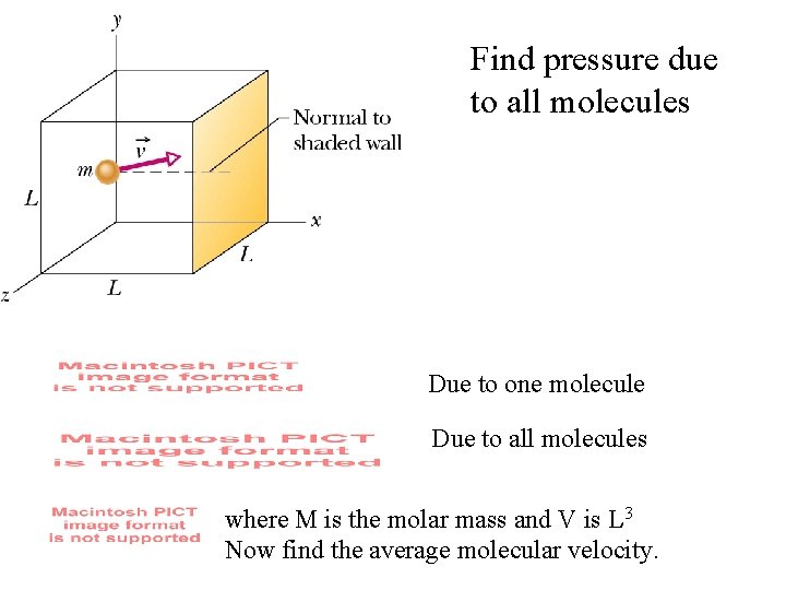 Find pressure due to all molecules Due to one molecule Due to all molecules